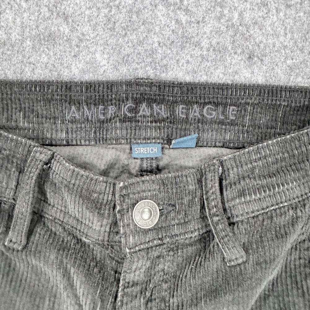 American Eagle Super High Rise Baggy Wide Leg Corduroy Cargo Pants Black 0 Reg - Picture 2 of 11